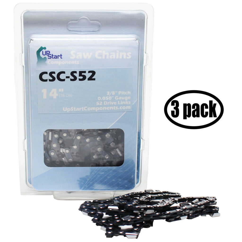 3-Pack 14" Semi Chisel Saw Chain, 3/8" Low Profile, 0.050" Gauge, 52 Drive Links K85909