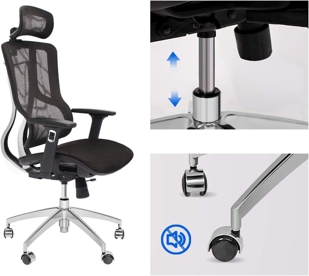 Black Ergonomic Mesh High Back Office Chair with Adjustable Headrest and Armrest D9381
