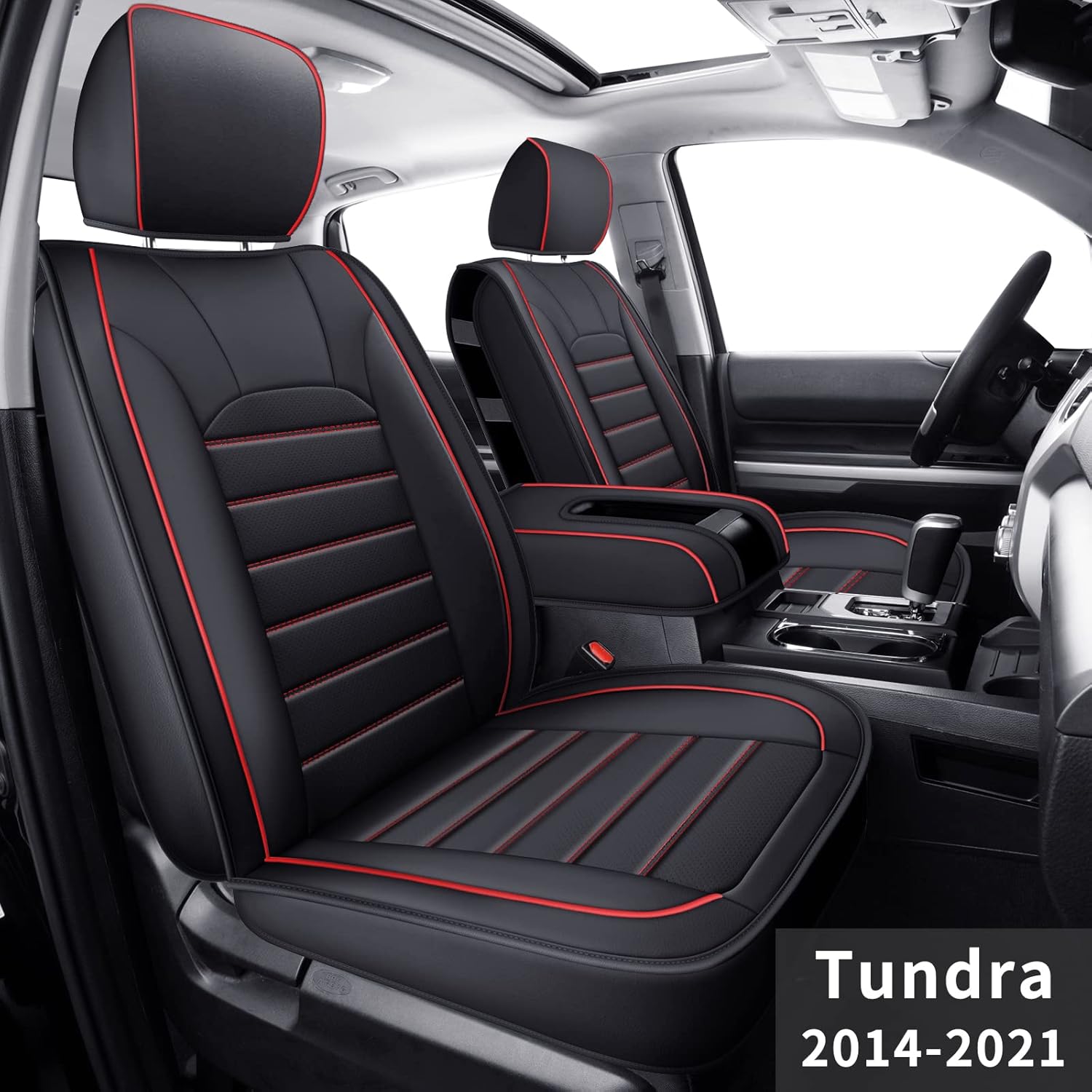 Black & Red Faux Leather Full Set Seat Covers O984