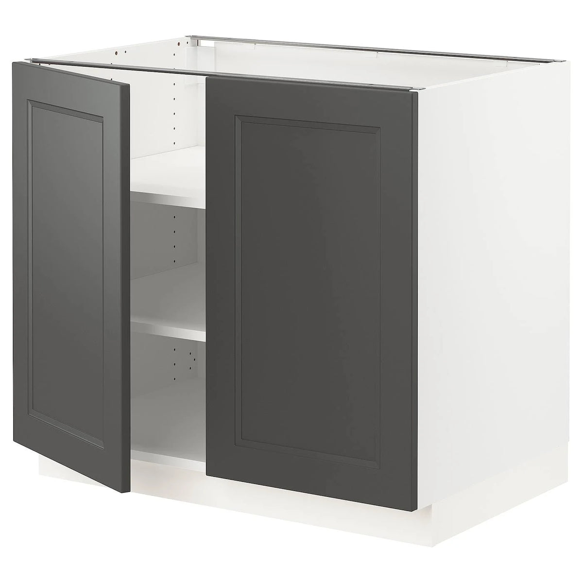 White Base Cabinet with Shelves and 2 Doors R134