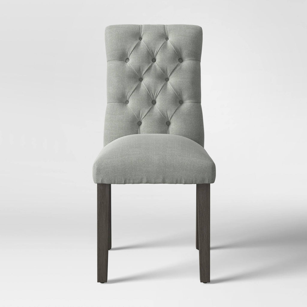 Tufted Dining Chair Gray Wood Finish X50564