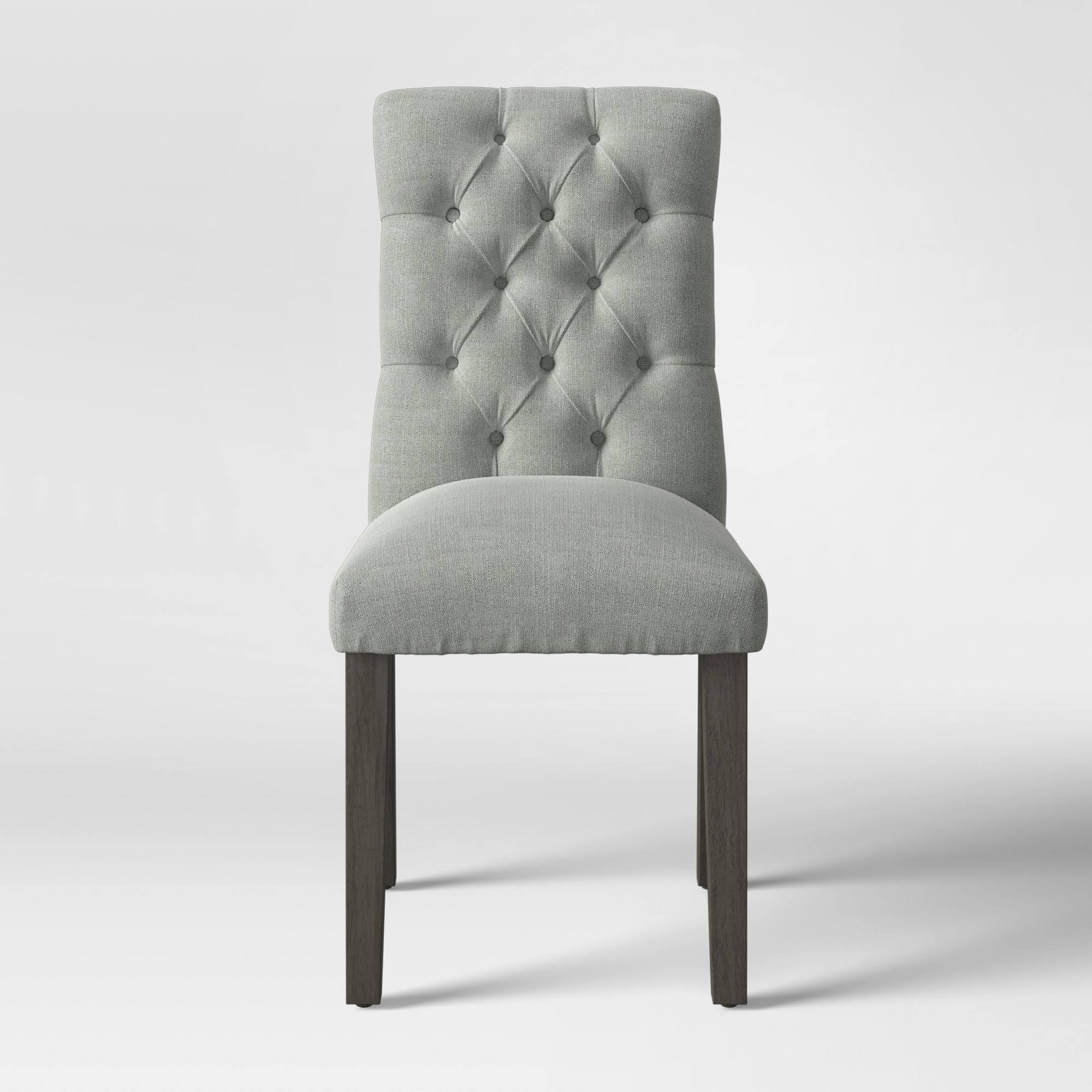 Tufted Dining Chair Gray Wood Finish X50564
