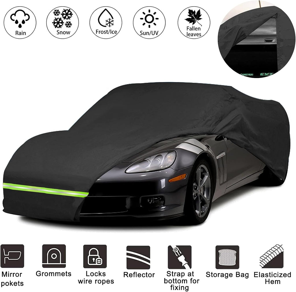 Waterproof Car Cover for C3 Corvette, 190T, Double Door Zipper L6598