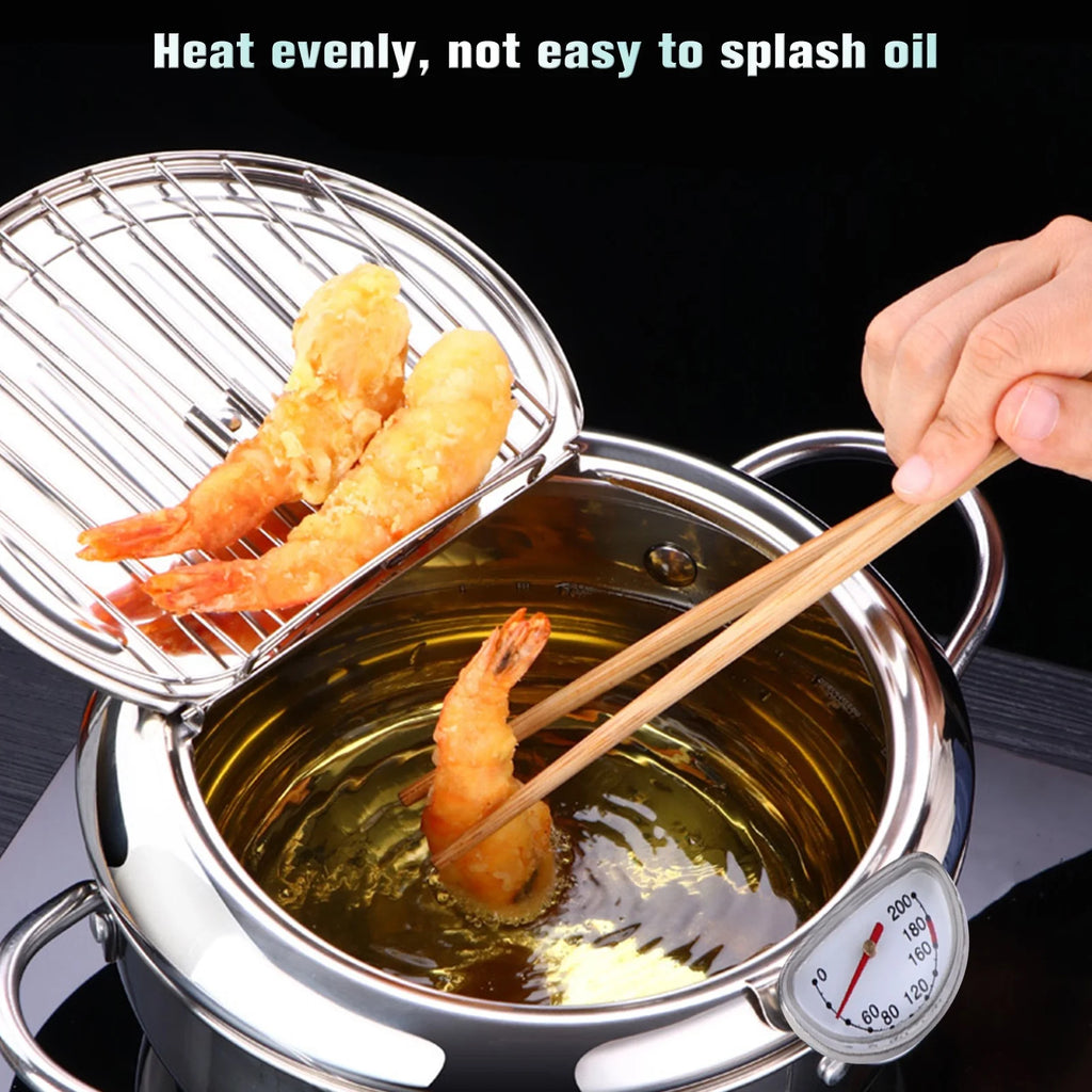 Steel Japanese Style Fryer With Thermometer And Pot G45509