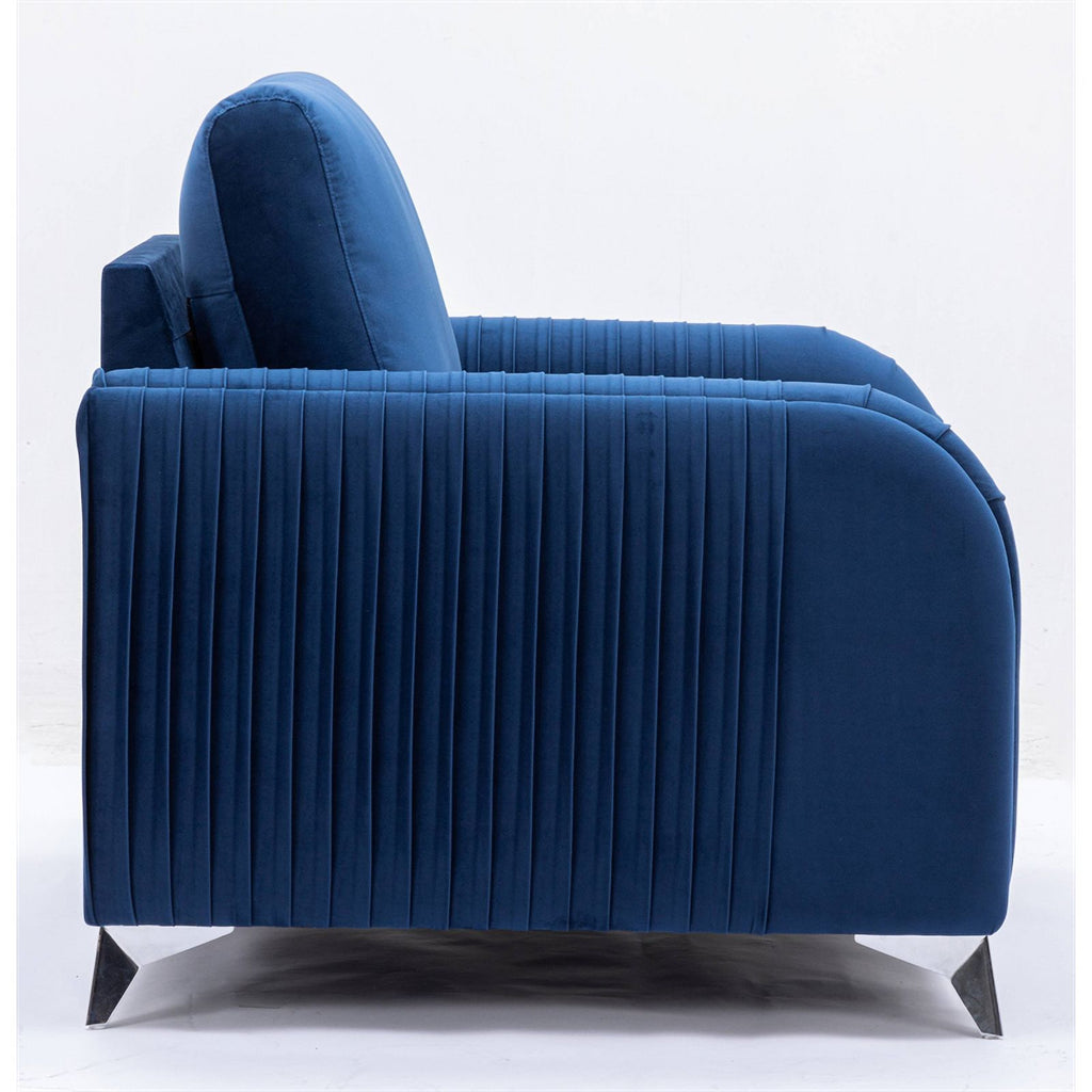 Blue Velvet Upholstered Wooden Frame Sofa M241680