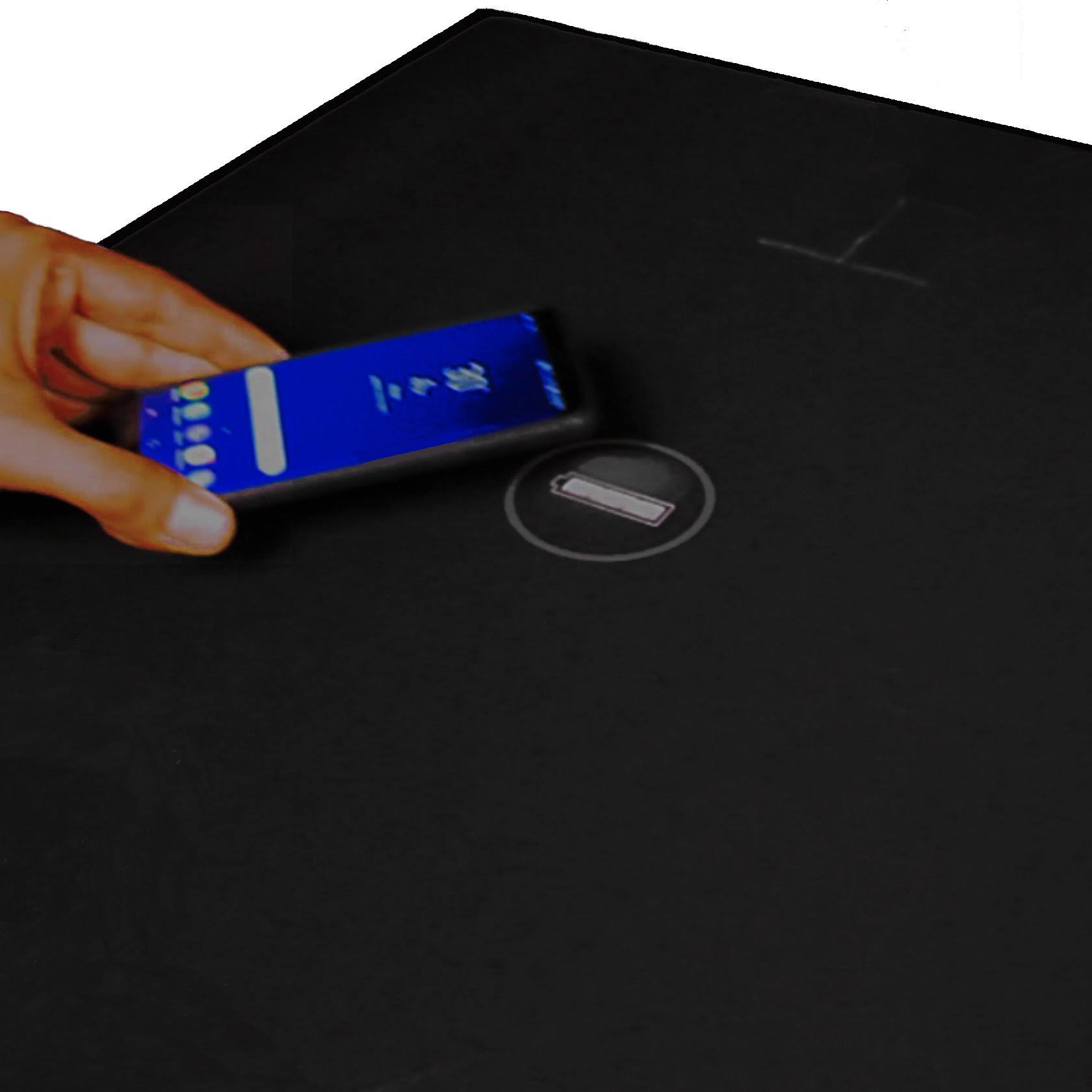 Black Gaming Desk with Infinity Mousepad and Built-in Cellphone Charger D4968