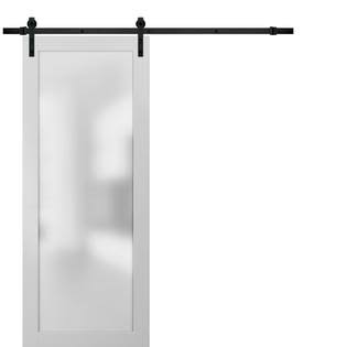 Frosted Glass Sliding Barn Door with Hardware Y585793