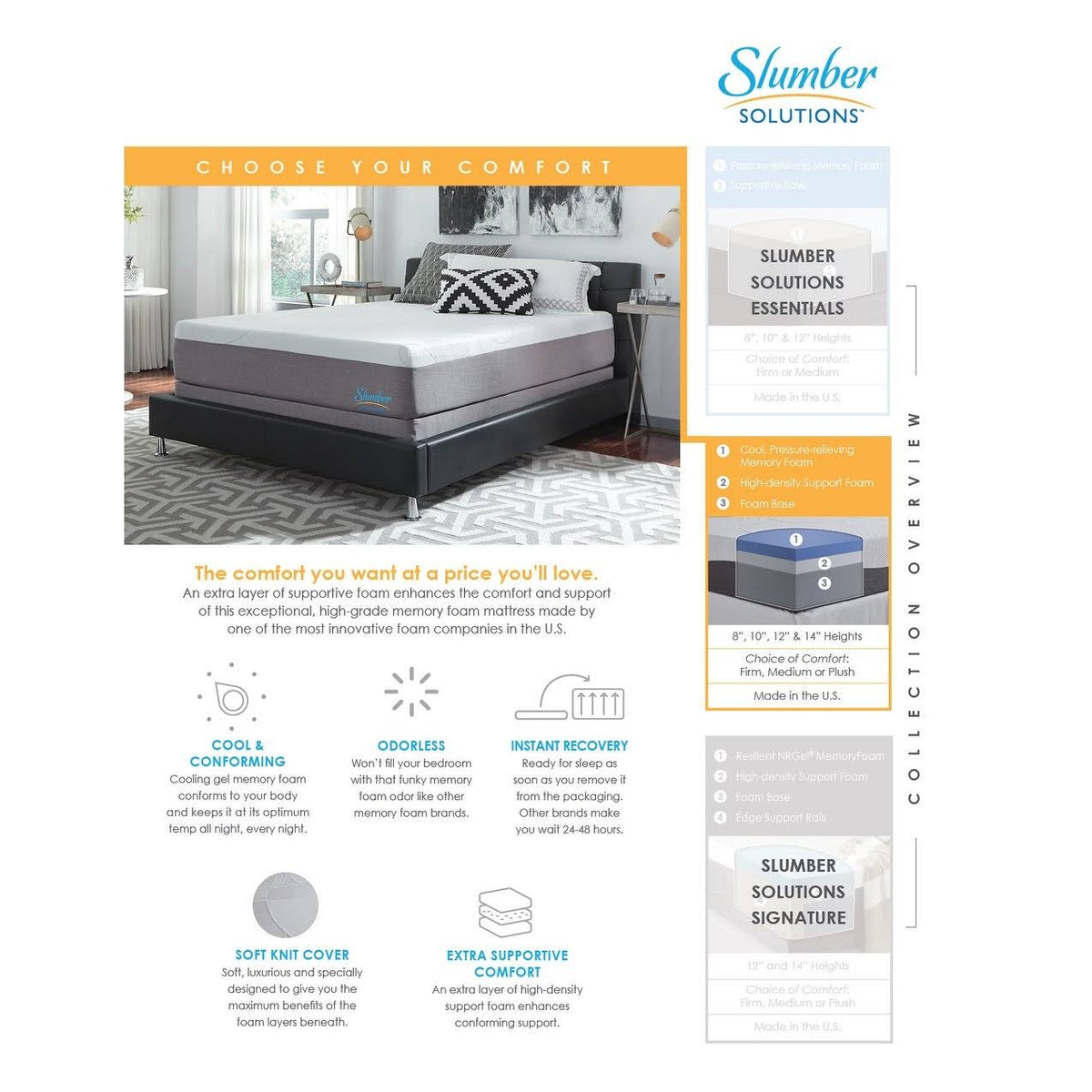 White 12-Inch Gel Memory Foam Mattress B79277