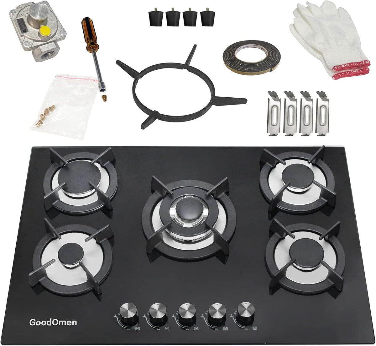 30 Inch 5 Burner Gas Cooktop with Cast Iron Grates M98876