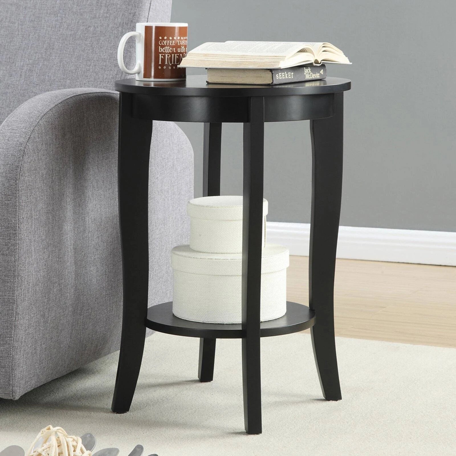 White Faux Marble Round End Table G83874