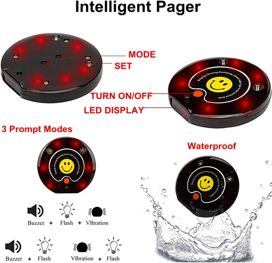 Wireless Restaurant Paging System with 20 Coaster Pagers and 1 Numeric Keypad Transmitter U31842
