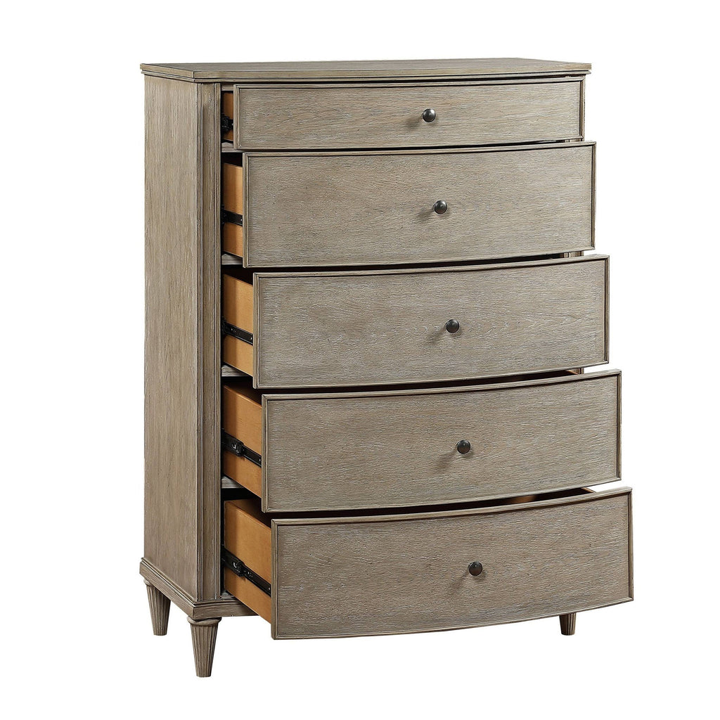 Light Gray Wooden 5 Drawer Chest R917