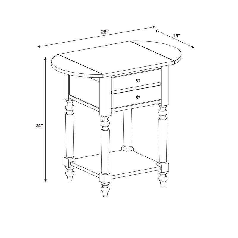 White Accent Table with Dropleaf X299