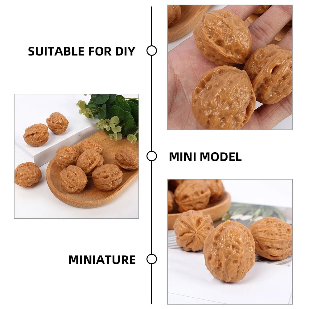 6 Pcs Faux Walnut Artificial Nuts Decorations W18385