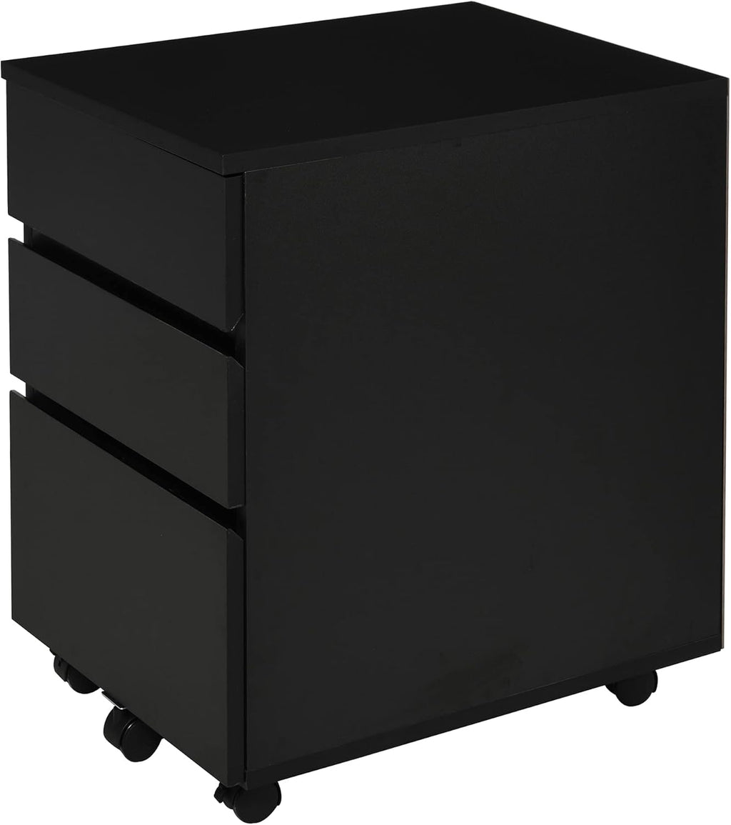 Brown 3 Drawer Mobile File Cabinet with Wheels R817003