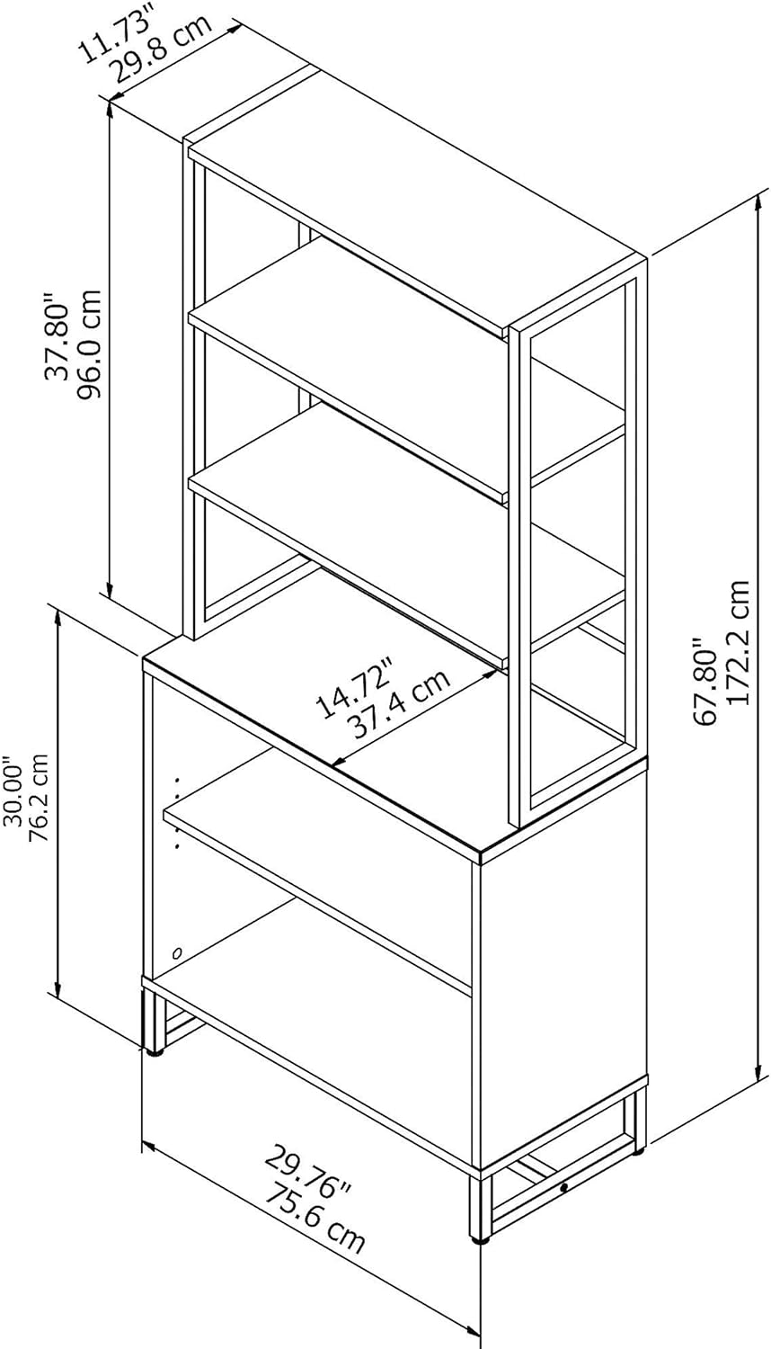 White Bookcase with Hutch E2830