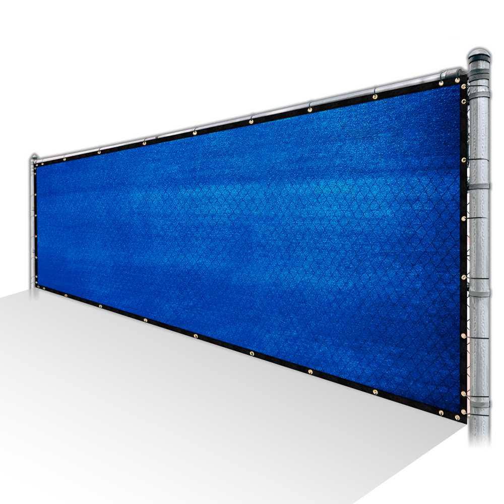 Blue Privacy Fence Screen Mesh Windscreen with Reinforced Grommets P78988