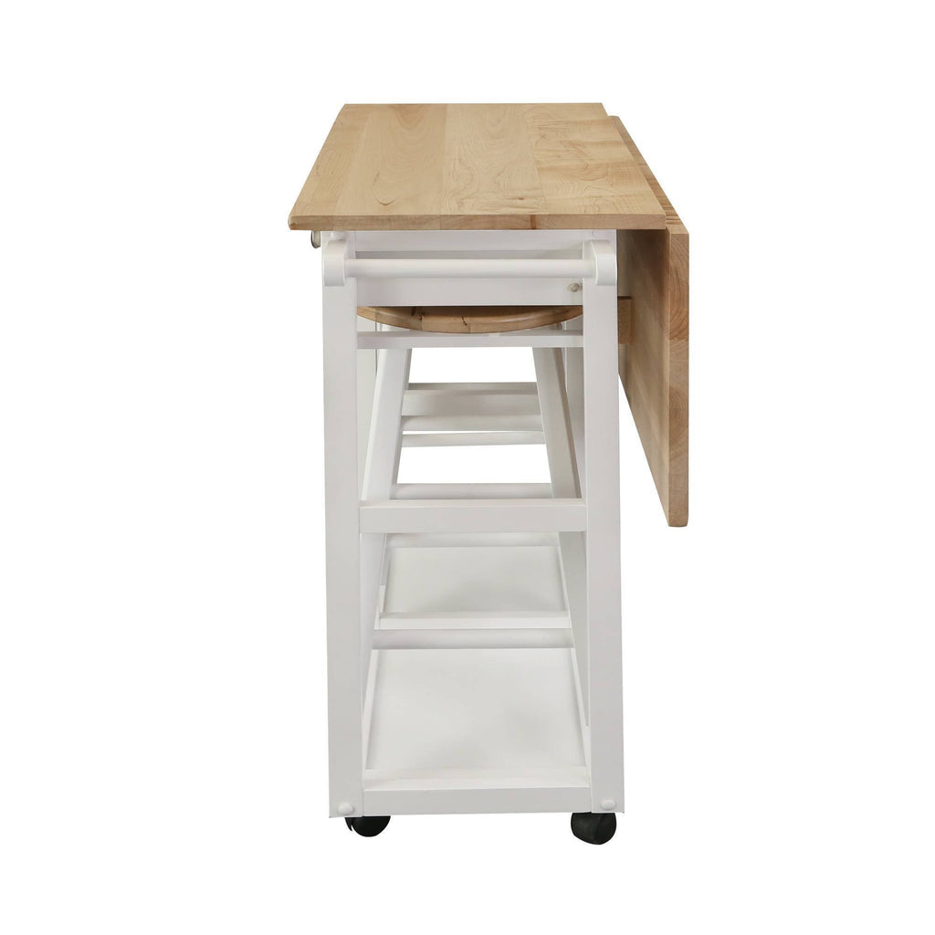 American Maple Drop Leaf Table Top Breakfast Cart Natural White T4856