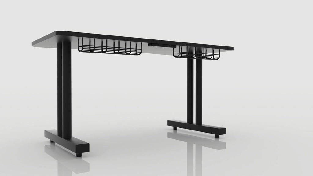 Black Gaming Desk with Infinity Mousepad and Built-in Cellphone Charger D4968