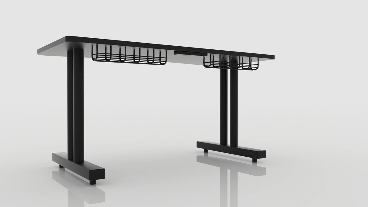 Black Gaming Desk with Infinity Mousepad and Built-in Cellphone Charger D4968