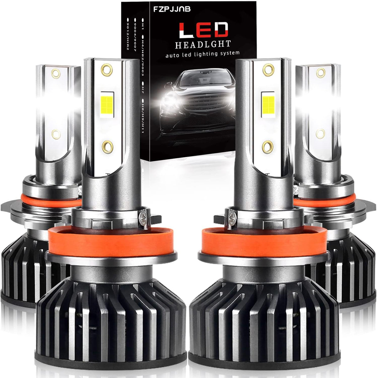 9005 High Beam + H11 Low Beam LED Headlight Bulbs, 6000K Cool White, Pack of 4 Pack of 2 I9180