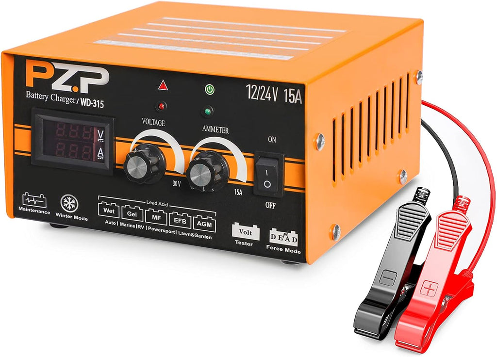 24v Battery Charger 15-Amp Automotive Car Battery Fast Trickle Charger and Maintainer 12v/15a 24v/7.5a Q276634