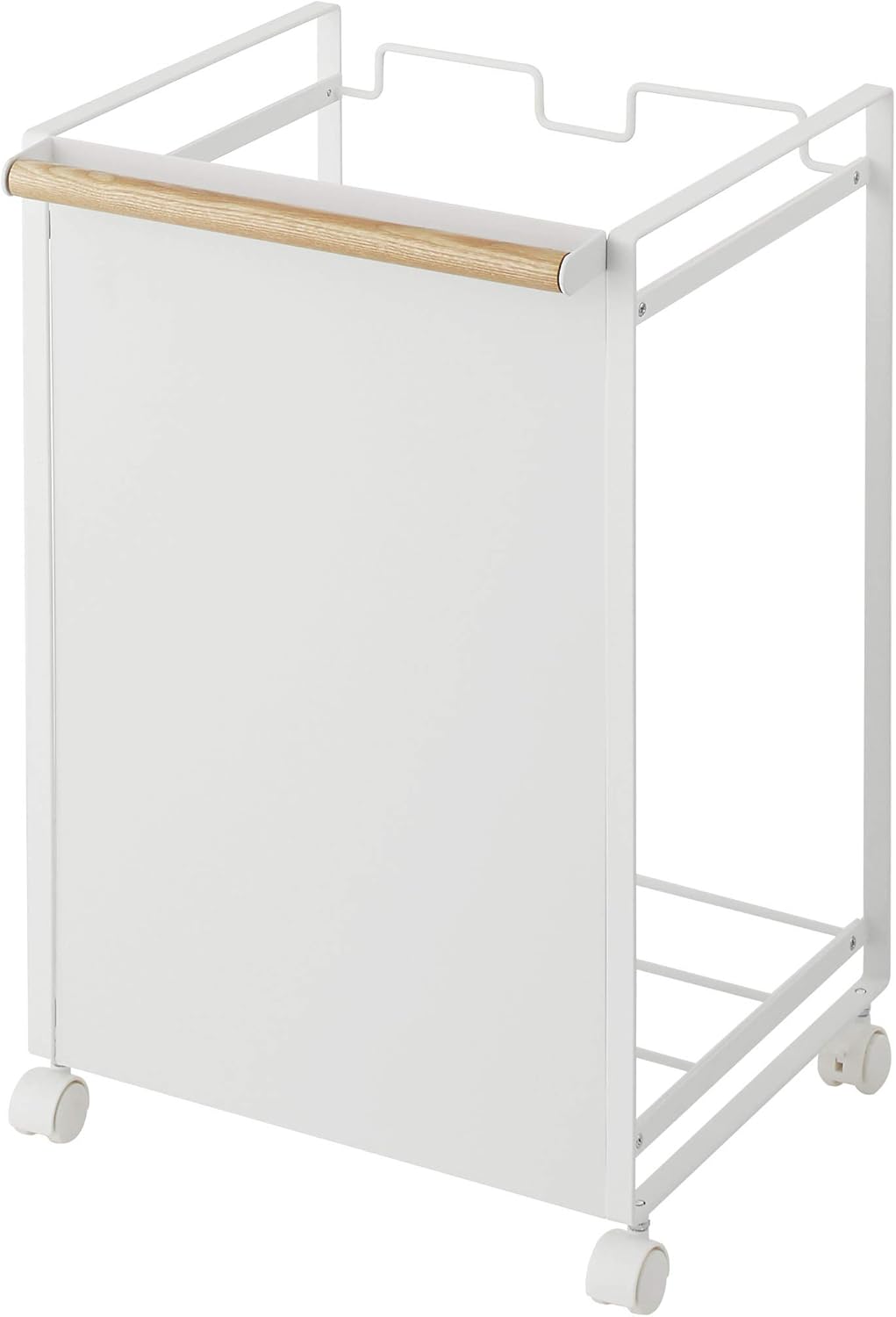White Rolling Trash Sorter Garbage Can Storage Basket on Wheels T5602