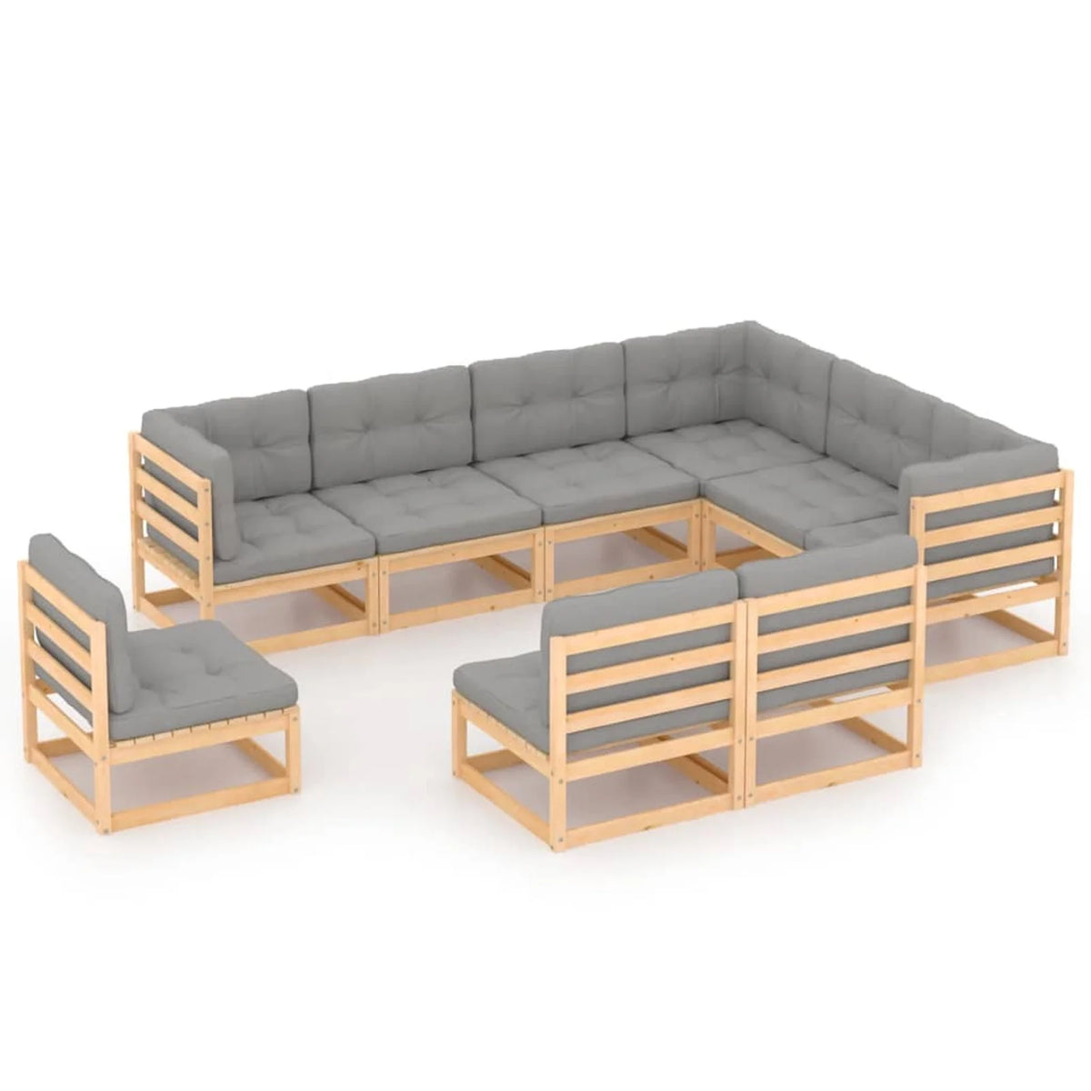 9 Piece Garden Set with Cushions Solid Pinewood Q77928