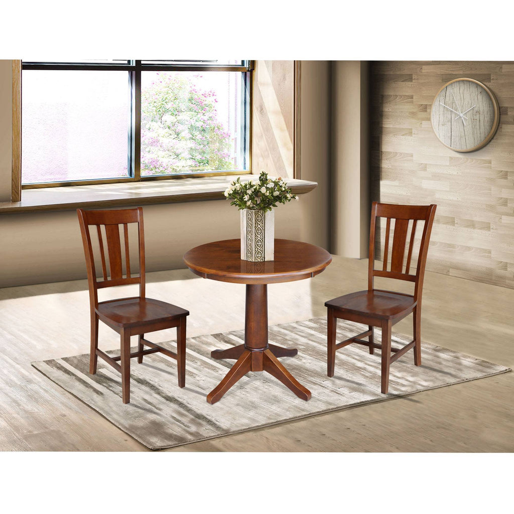 Espresso Round Top Pedestal Table with 2 Chairs D8443