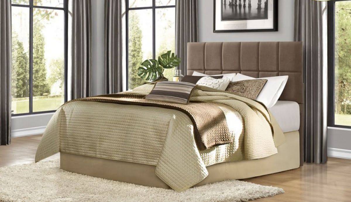 Brown Fabric Queen/Full Headboard J9525