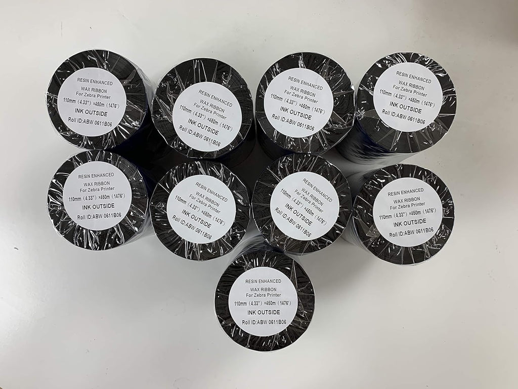 Black Standard Resin-Enhanced Wax Thermal Transfer Printer Ribbon 9-Rolls D886