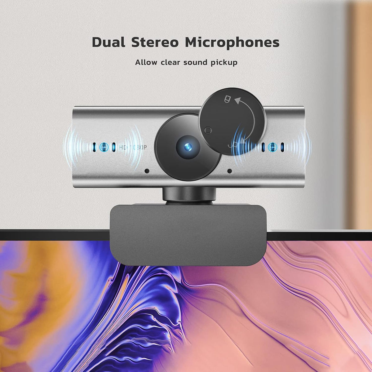 1080P Webcam with Microphone and Privacy Cover, USB Camera, Pack of 2 T692