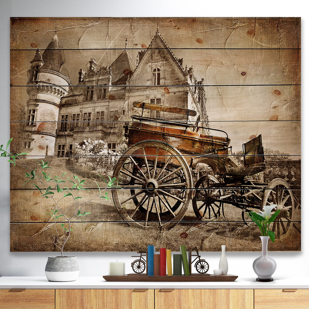 Vintage Print on Natural Pine Wood N946268