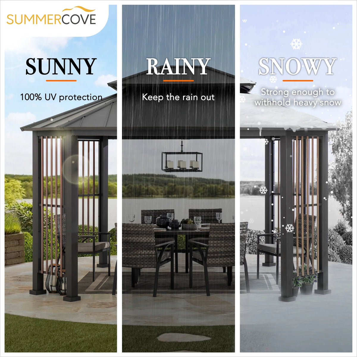 11 x 13 ft. 2-Tier Steel Hardtop Gazebo with Ceiling Hook T202