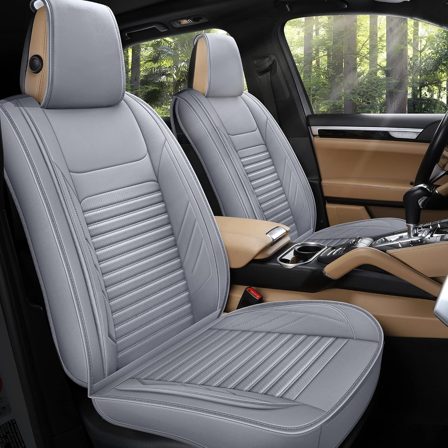 Black Full Set Leather Car Seat Covers B356