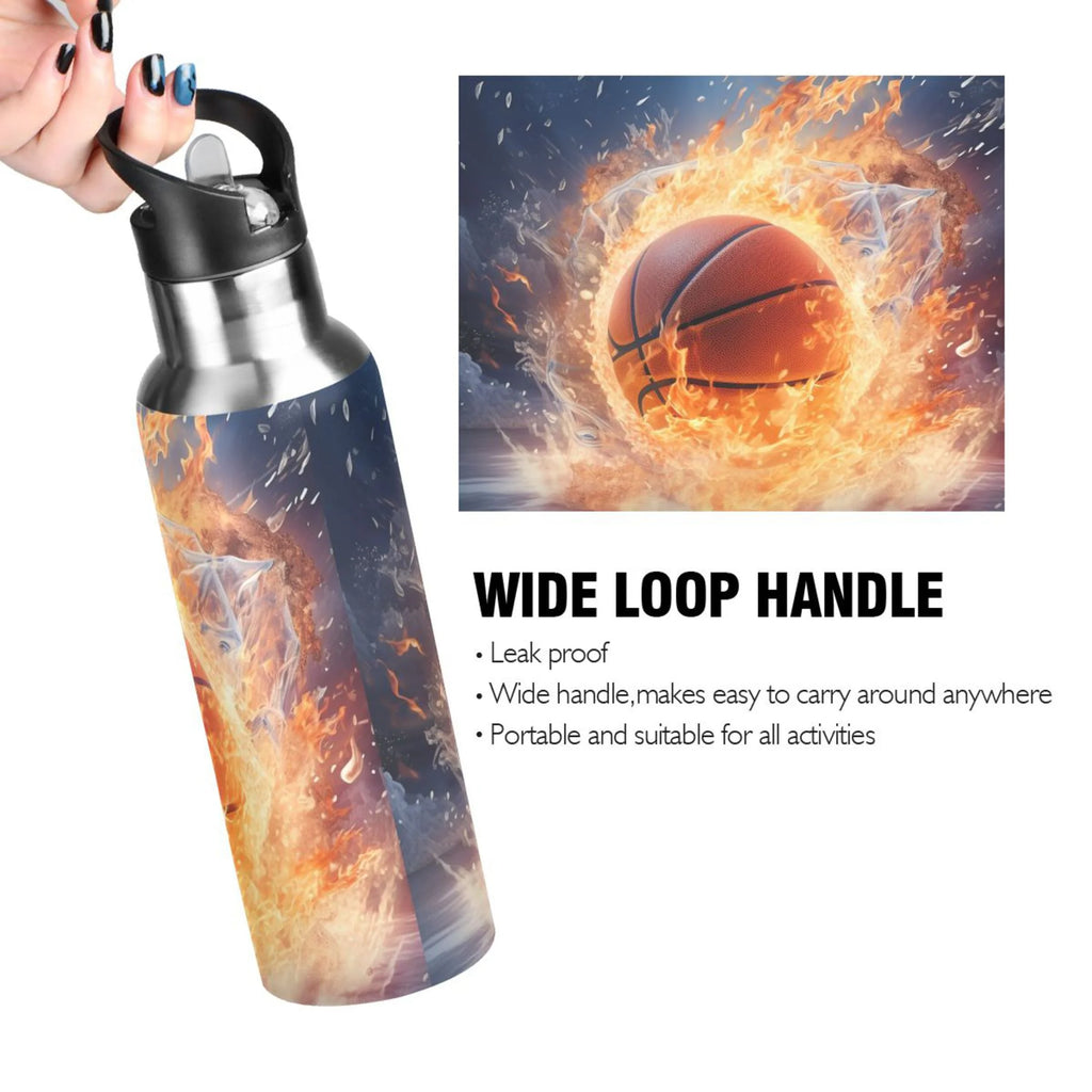 Stainless Steel Insulated Thermos Vacuum Flask Water Bottle with Straw Lid I178