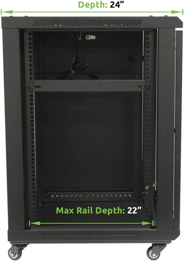 15U Wall Mount Server Cabinet 24-inch Depth Glass Door C346635