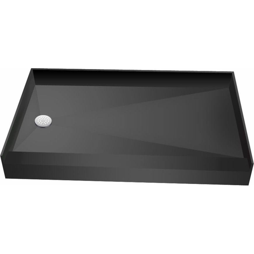 Black Single Curb Shower Pan with Left Drain J201