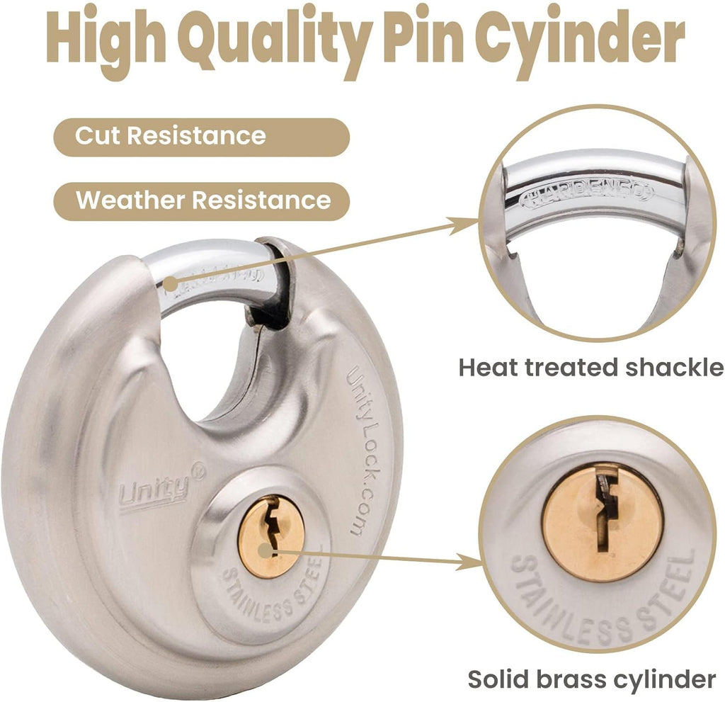 Stainless Steel Disc Padlock, Same Key Open, 2-3/4" (70mm), 12 G219826