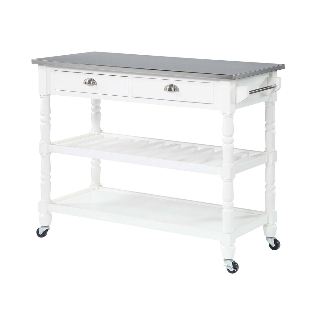 White Stainless Steel Top Kitchen Cart S72238