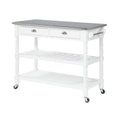 White Stainless Steel Top Kitchen Cart S72238