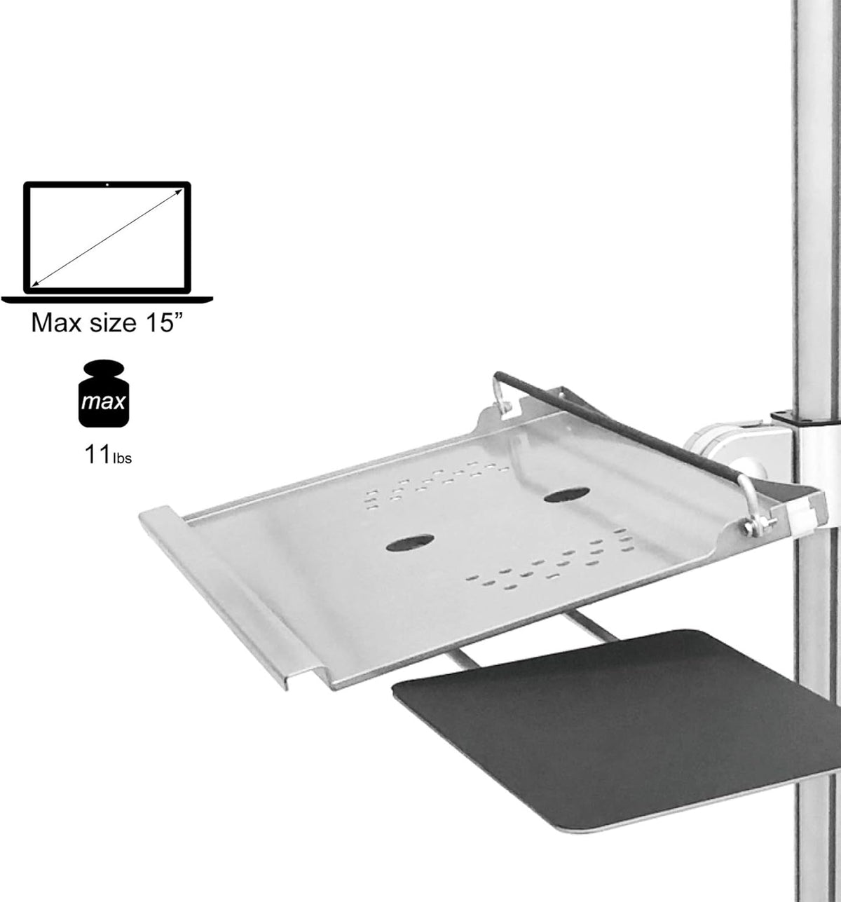 Aluminum Mobile Laptop Cart on Wheels, Height Adjustable Rolling Laptop Stand with Mouse Tray F301