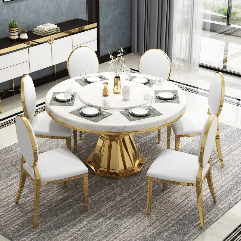 Marble Round Table with Turntable X196889