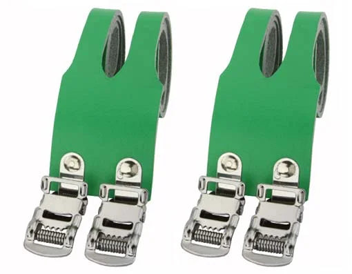 Leather Double Toe Straps Green Bike Pedal Strap D543470