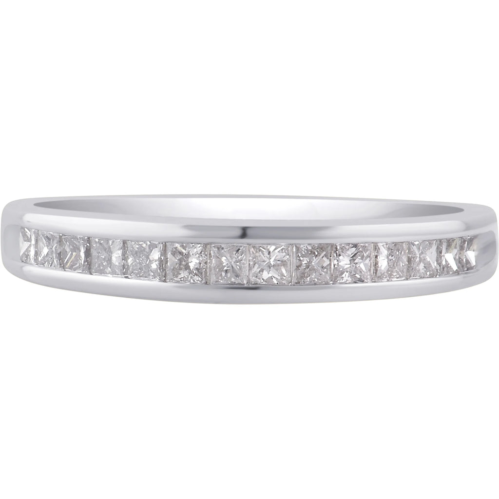 10K White Gold Princess Diamond Wedding Band J201316