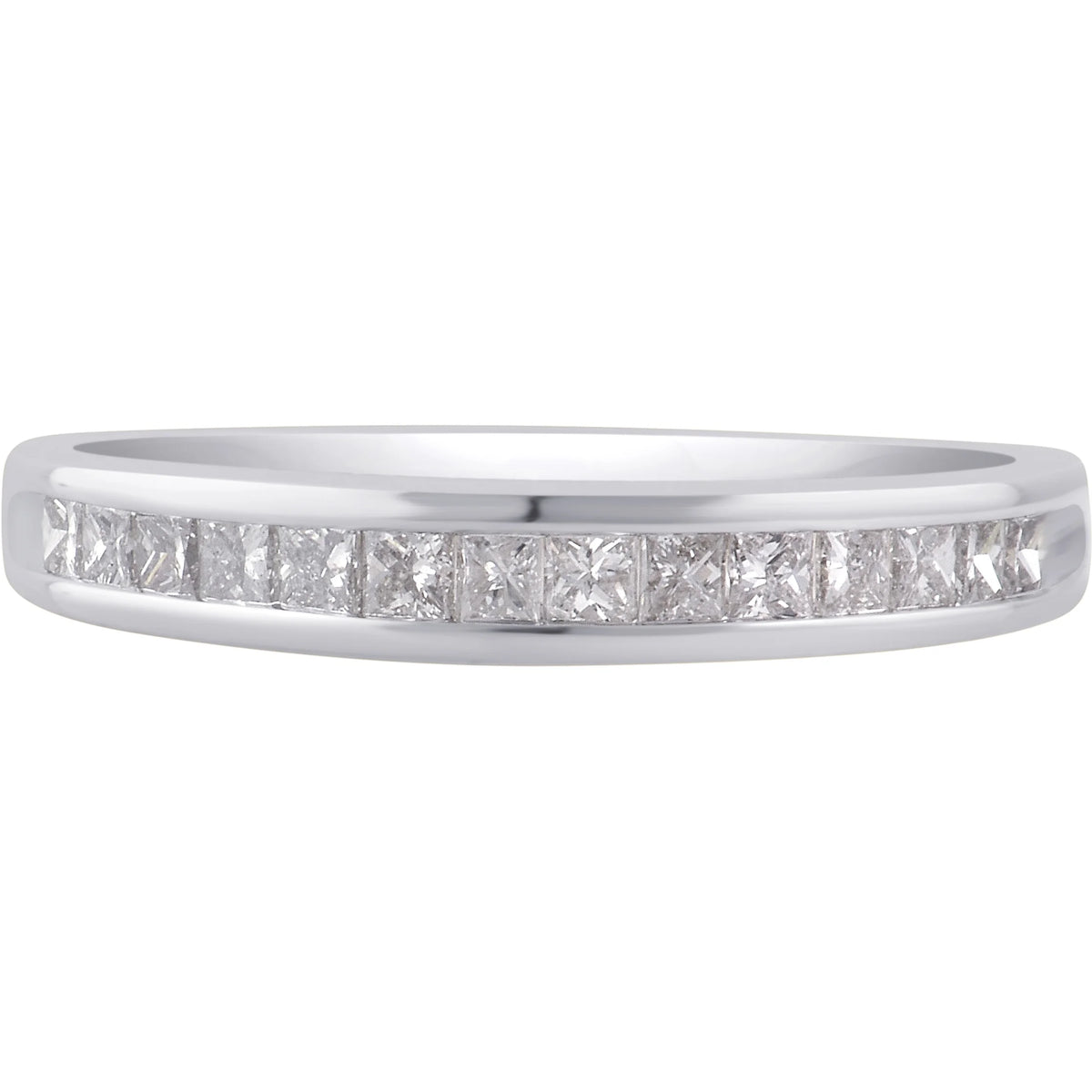 10K White Gold Princess Diamond Wedding Band J201316