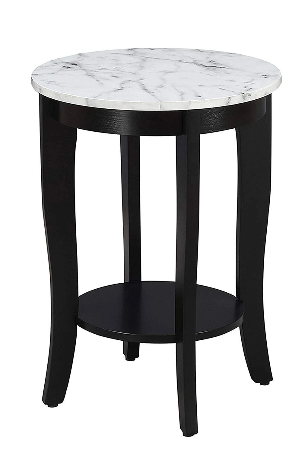 White Faux Marble Round End Table G83874