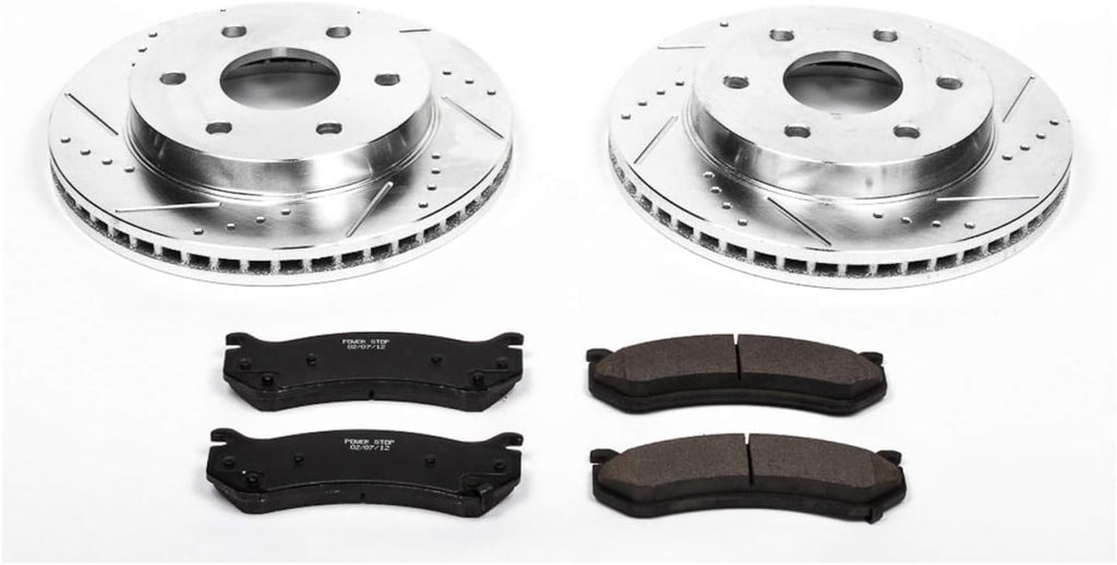 Front Z23 Carbon Fiber Brake Pads with Drilled & Slotted Brake Rotors Kit A788873