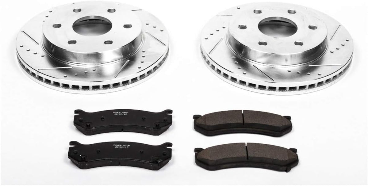 Front Z23 Carbon Fiber Brake Pads with Drilled & Slotted Brake Rotors Kit A788873