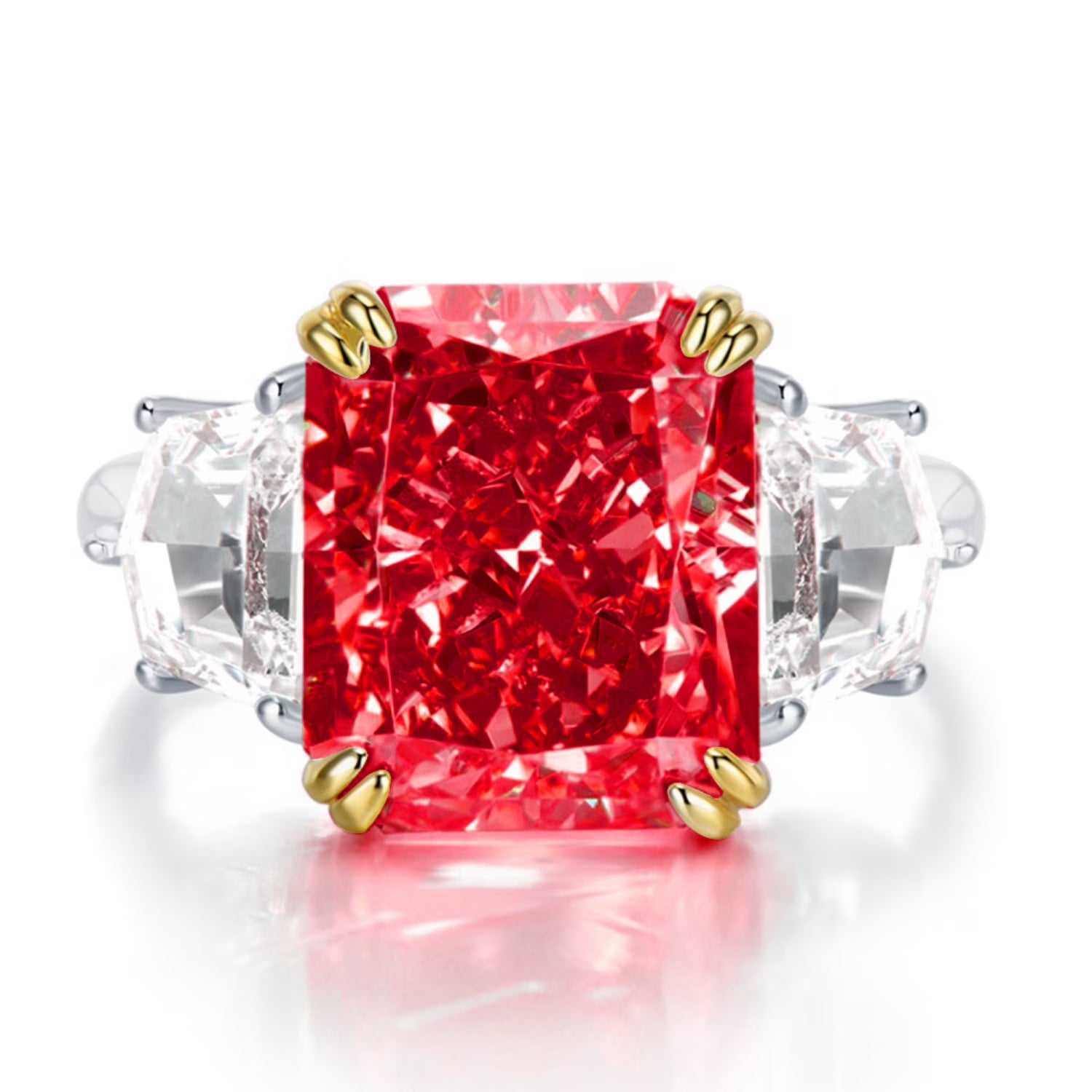 S925 Sterling Silver Radiant Cut Engagement Ring Z815